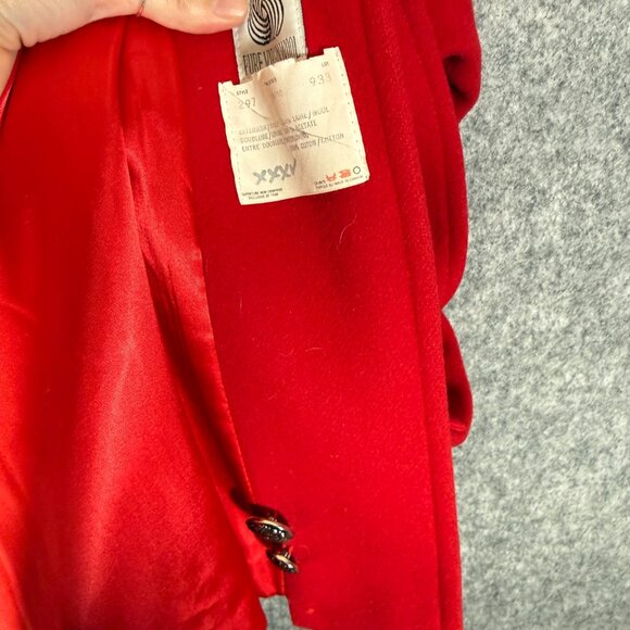 Vintage Irene Hill 100% Wool Red Coat Long Military Style Double Breasted M - Picture 3 of 8